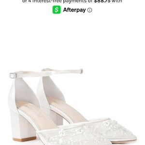 White Lace Ankle-Strap Block Heels